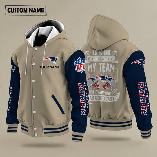 New England Patriots It's Ok If You Don't Like My Team Hooded Letterman Jacket Custom Name P98qjv