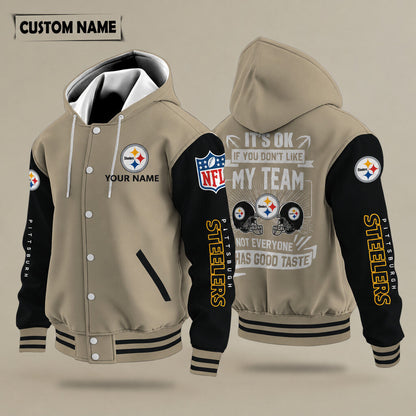 Pittsburgh Steelers It's Ok If You Don't Like My Team Hooded Letterman Jacket Custom Name Pf3pce