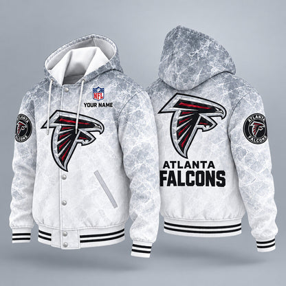 Atlanta Falcons Ice Hooded Letterman Jacket Custom Name Pjbq5n