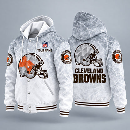 Cleveland Browns Ice Hooded Letterman Jacket Custom Name Pg8uhu