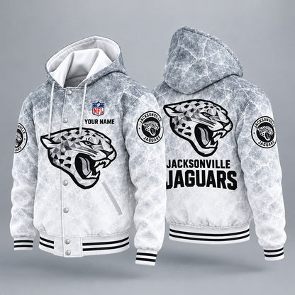Jacksonville Jaguars Ice Hooded Letterman Jacket Custom Name Psvgxj