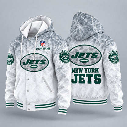 New York Jets Ice Hooded Letterman Jacket Custom Name Pqt9p5