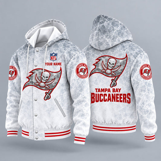 Tampa Bay Buccaneers Ice Hooded Letterman Jacket Custom Name P9275k