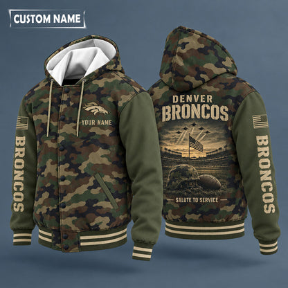 Denver Broncos Salute To Service Hooded Letterman Jacket Custom Name Poap84