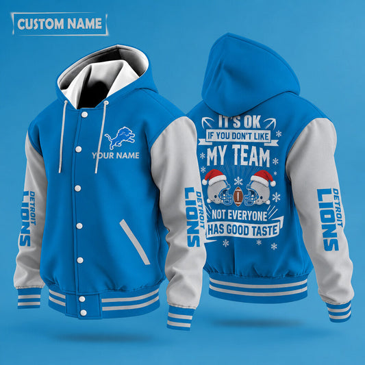 Detroit Lions It's Ok If You Don't Like My Team Christmas Hooded Lette