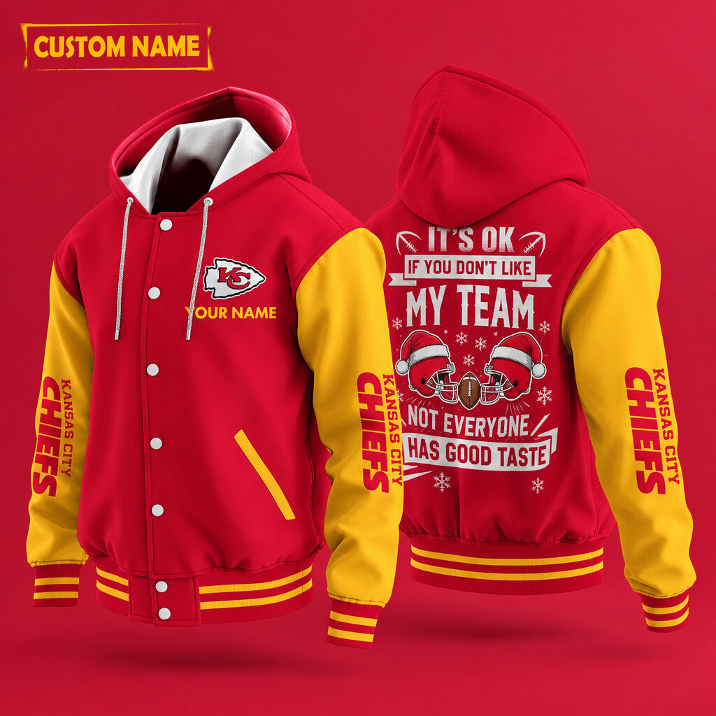 Kansas City Chiefs It's Ok If You Don't Like My Team Christmas Hooded Letterman Jacket Custom Name Pnofc6