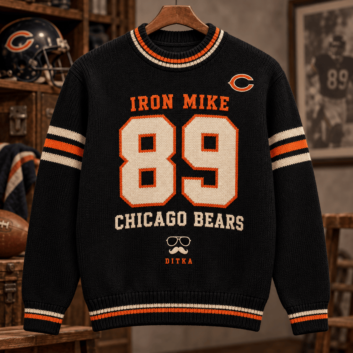 Mike Ditka Merch Chicago Bears Legacy Iron Mike Sweater Best Presents For Bears Fans