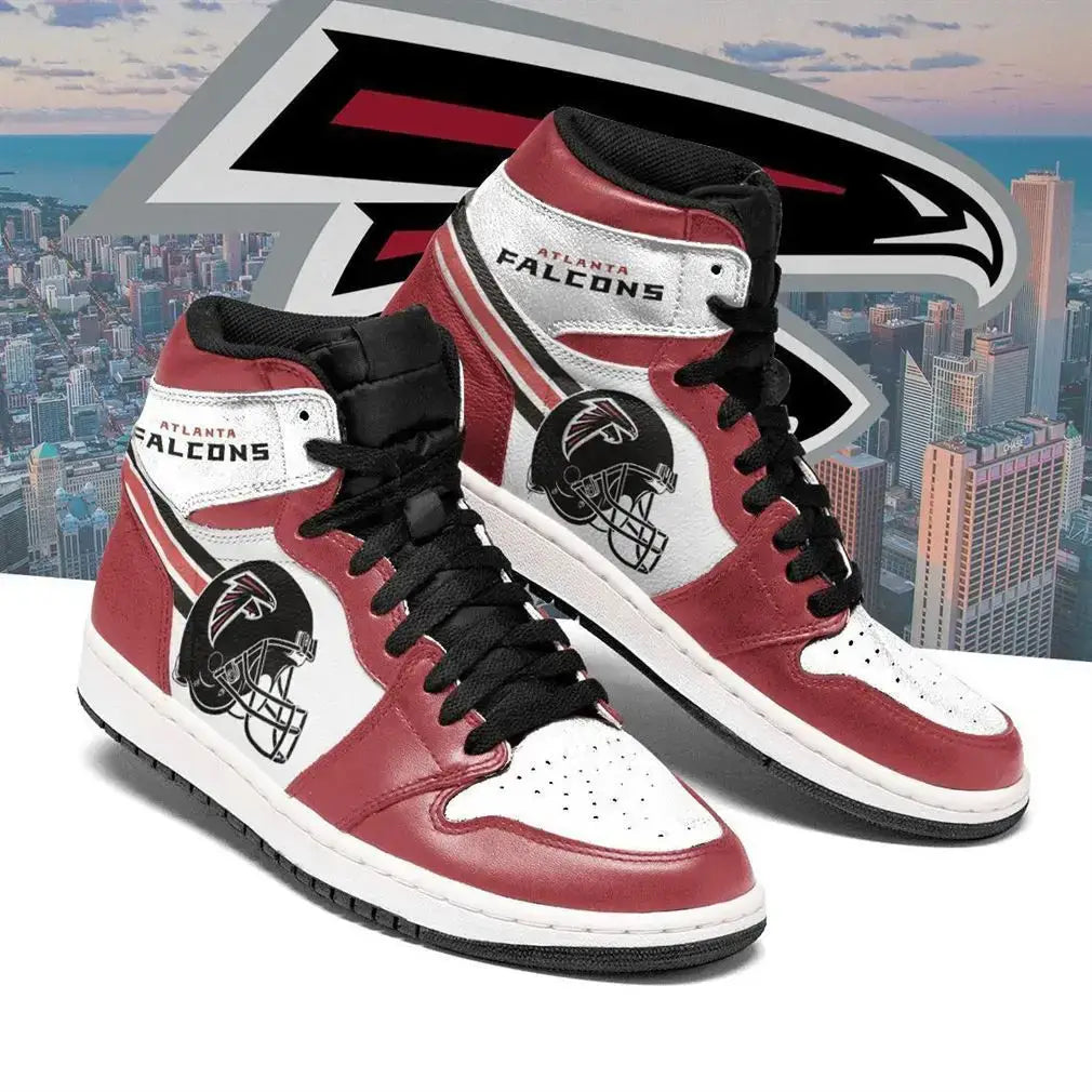 Air JD Hightop Shoes Atlanta Falcons Red White Helmet Air Jordan 1 High Sneakers