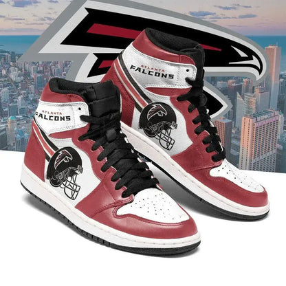 Air JD Hightop Shoes Atlanta Falcons Red White Helmet Air Jordan 1 High Sneakers