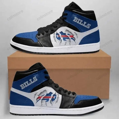 Air JD Hightop Shoes Buffalo Bills Blue Black Scratch Air Jordan 1 High Sneakers