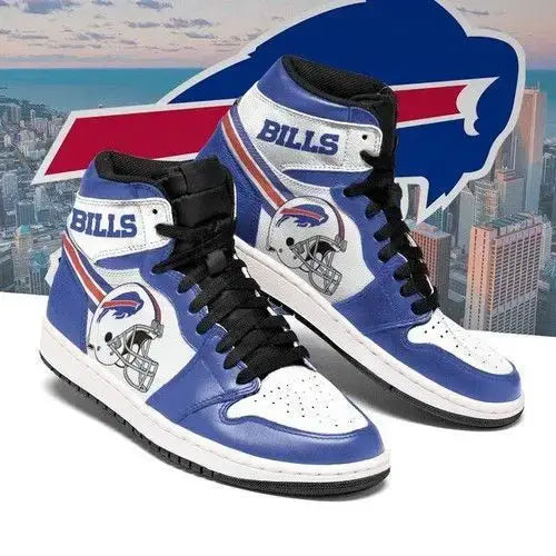 Air JD Hightop Shoes Buffalo Bills Blue White Helmet Air Jordan 1 High Sneakers