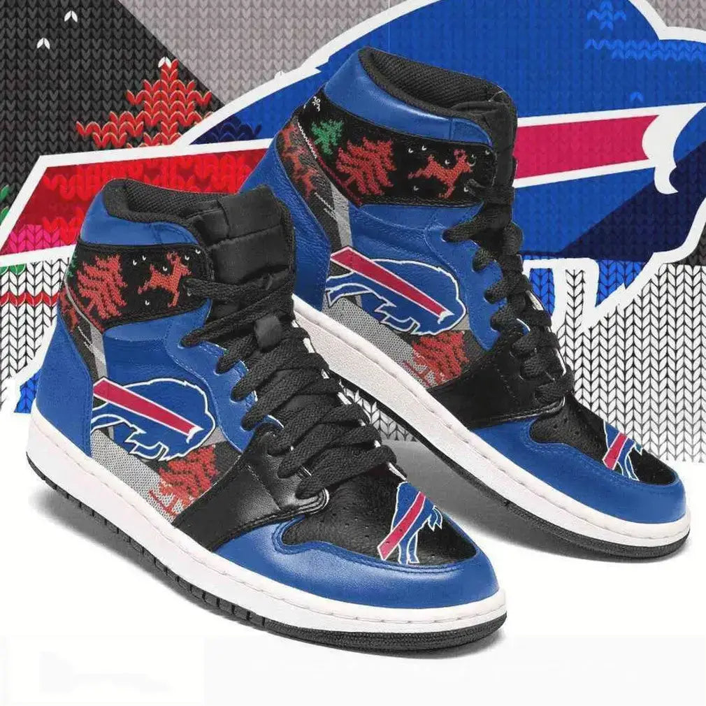 Air JD Hightop Shoes Buffalo Bills Ugly Christmas Air Jordan 1 High Sneakers