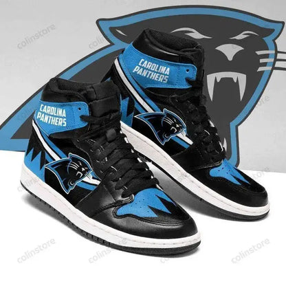 Air JD Hightop Shoes Carolina Panthers Black Blue Air Jordan 1 High Sneakers