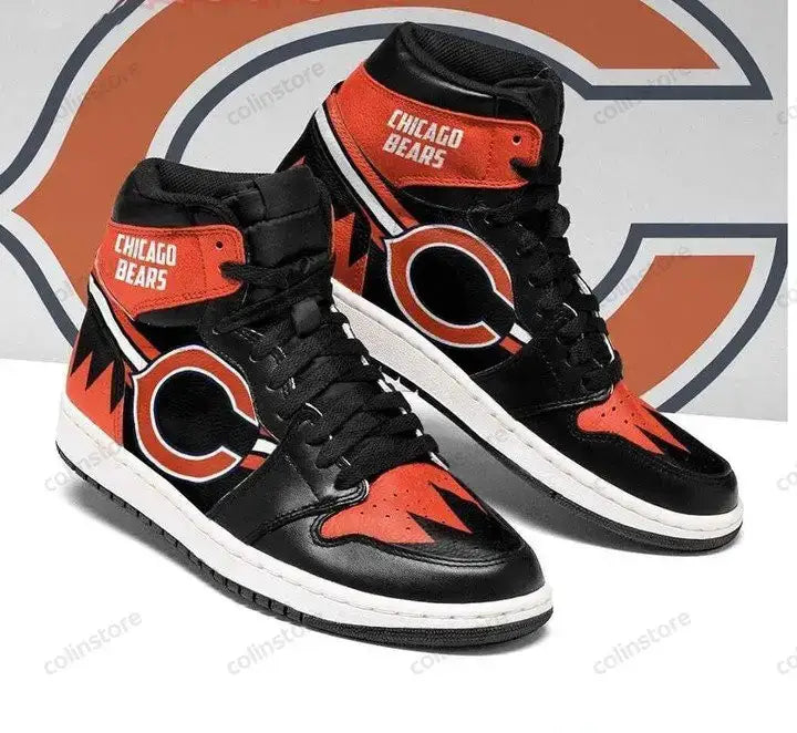 Air JD Hightop Shoes Chicago Bears Black Orange Sneaker Air Jordan 1 High Sneakers