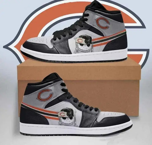 Air JD Hightop Shoes Chicago Bears Black White Sneaker Skull Air Jordan 1 High Sneakers