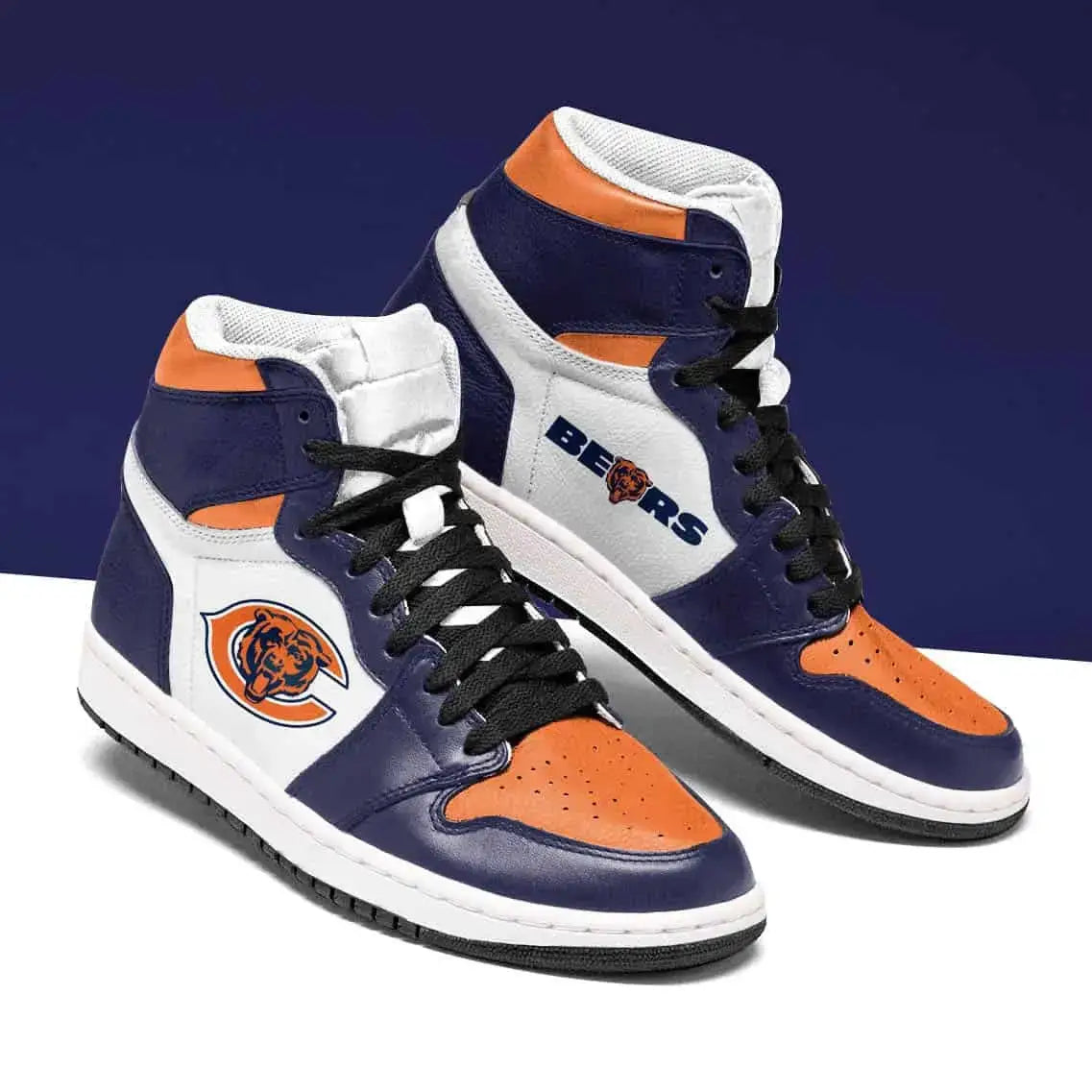 Air JD Hightop Shoes Chicago Bears Dark Blue White Orange Sneaker Air Jordan 1 High Sneakers