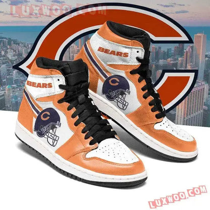 Air JD Hightop Shoes Chicago Bears Orange White Sneaker Helmet Air Jordan 1 High Sneakers
