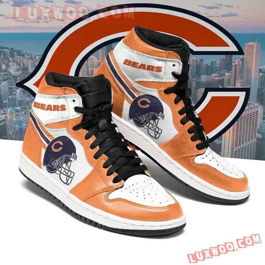 Air JD Hightop Shoes Chicago Bears Orange White Sneaker Helmet Air Jordan 1 High Sneakers