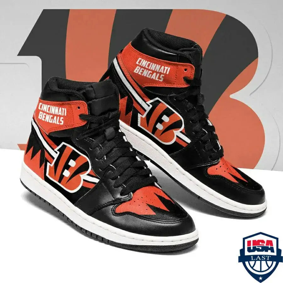 Air JD Hightop Shoes Cincinnati Bengals Black Orange Air Jordan 1 High Sneakers