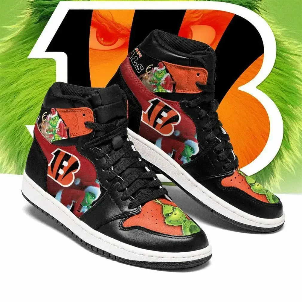 Air JD Hightop Shoes Cincinnati Bengals The Grinch Christmas Air Jordan 1 High Sneakers