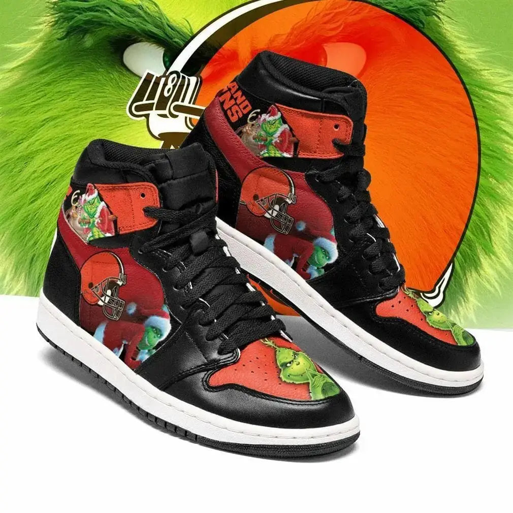 Air JD Hightop Shoes Cleveland Browns The Grinch Christmas Air Jordan 1 High Sneakers