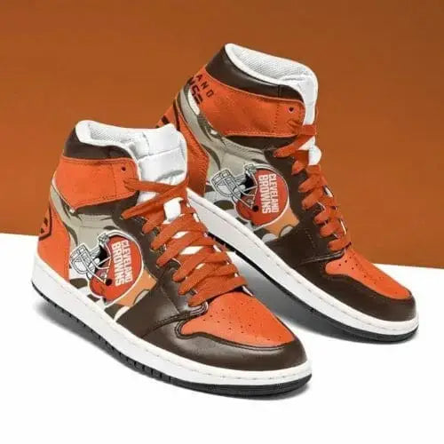 Air JD Hightop Shoes Cleveland Browns Orange Air Jordan 1 High Sneakers