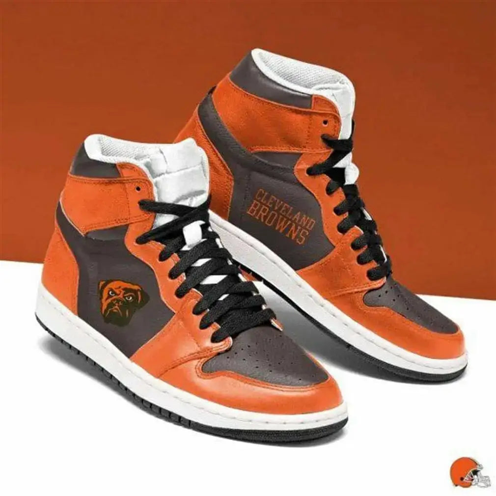 Air JD Hightop Shoes Cleveland Browns Orange Brown Air Jordan 1 High Sneakers