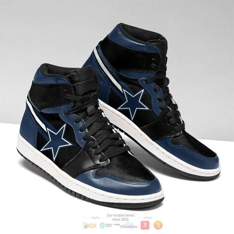 Air JD Hightop Shoes Dallas Cowboys Dark Blue Black Logo Air Jordan 1 High Sneakers