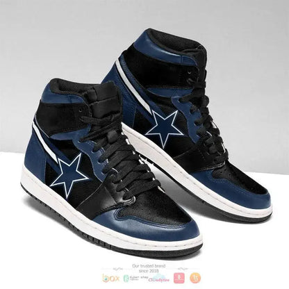 Air JD Hightop Shoes Dallas Cowboys Dark Blue Black Logo Air Jordan 1 High Sneakers