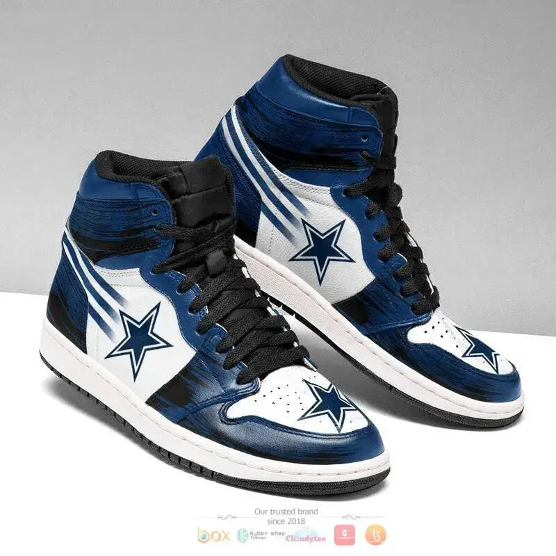 Air JD Hightop Shoes Dallas Cowboys Dark Blue White Logo Air Jordan 1 High Sneakers