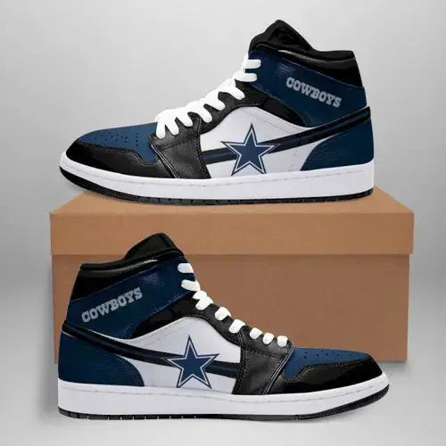 Air JD Hightop Shoes Dallas Cowboys Dark Blue White Logo Air Jordan 1 High Sneakers V2