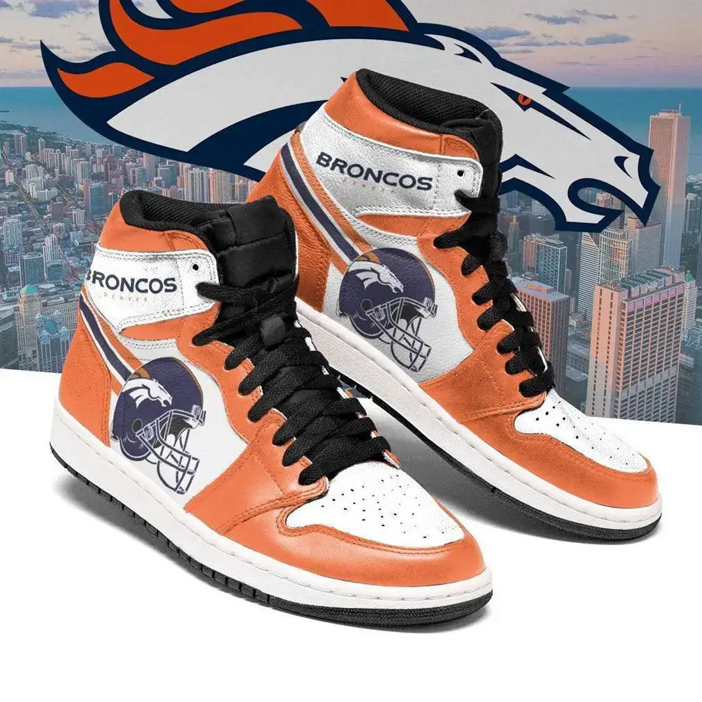Air JD Hightop Shoes Denver Broncos Orange White Air Jordan 1 High Sneakers
