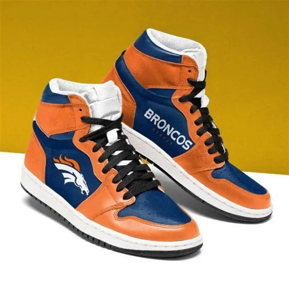 Air JD Hightop Shoes Denver Broncos Orange Blue Air Jordan 1 High Sneakers