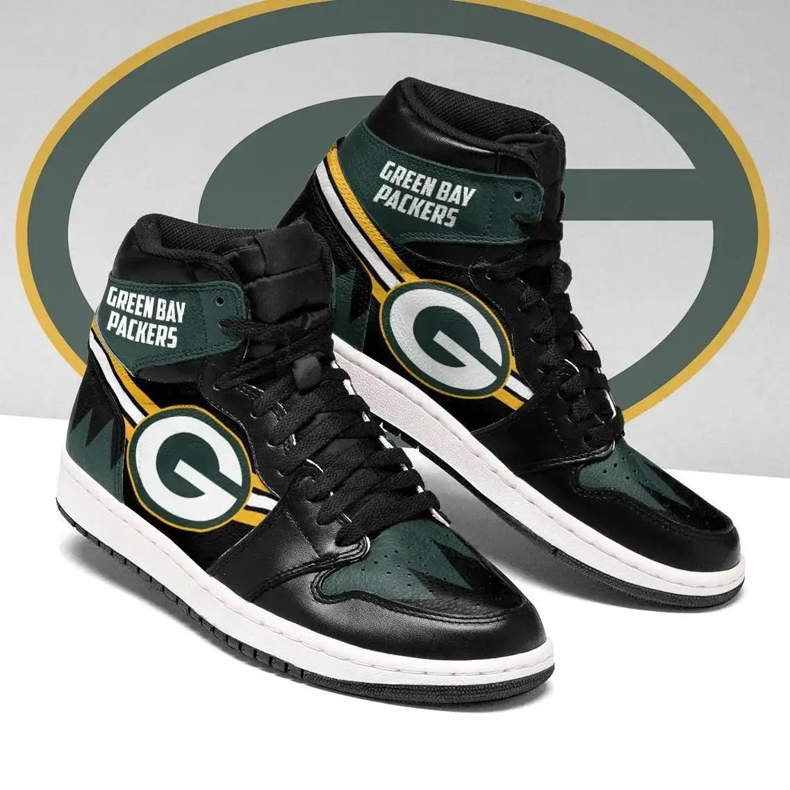 Air JD Hightop Shoes Green Bay Packers Green Black Edition Air Jordan 1 High Sneakers