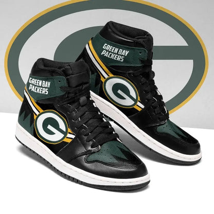 Air JD Hightop Shoes Green Bay Packers Green Black Edition Air Jordan 1 High Sneakers
