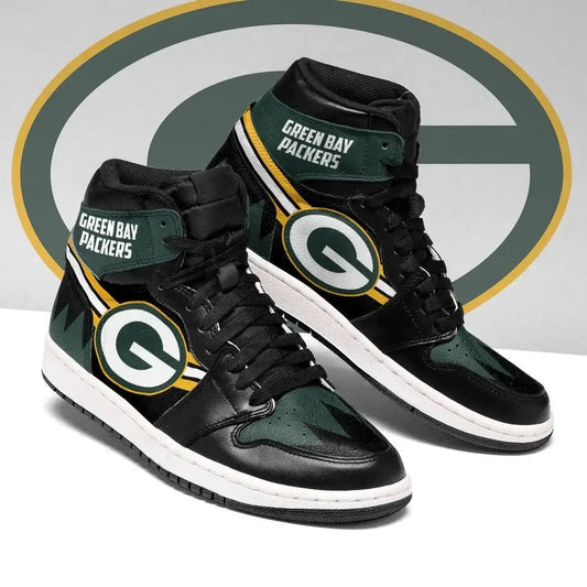 Air JD Hightop Shoes Green Bay Packers Green Black Edition Air Jordan 1 High Sneakers