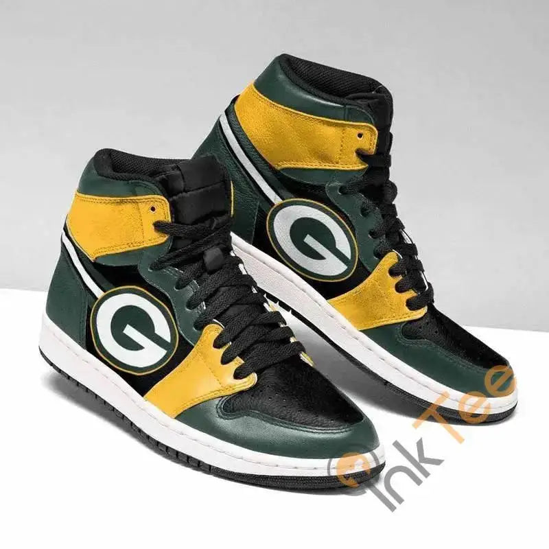 Air JD Hightop Shoes Green Bay Packers Green Yellow Black Sneaker Air Jordan 1 High Sneakers