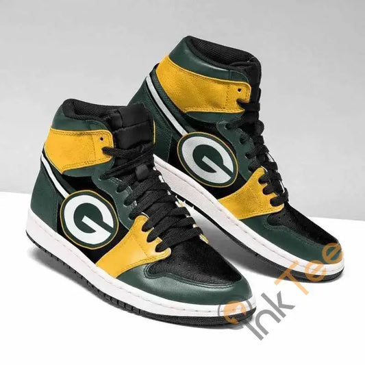 Air JD Hightop Shoes Green Bay Packers Green Yellow Black Sneaker Air Jordan 1 High Sneakers