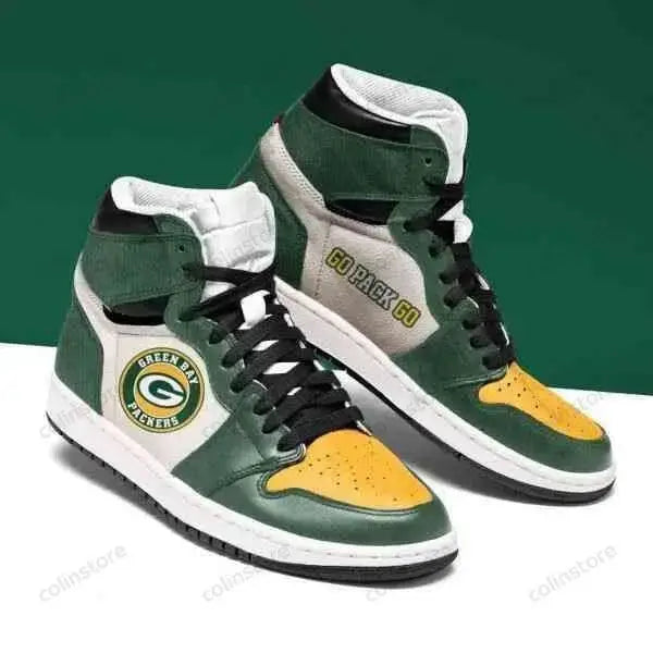 Air JD Hightop Shoes Green Bay Packers Green Yellow Sneaker Air Jordan 1 High Sneakers