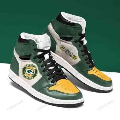 Air JD Hightop Shoes Green Bay Packers Green Yellow Sneaker Air Jordan 1 High Sneakers