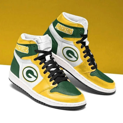 Air JD Hightop Shoes Green Bay Packers Yellow Green Sneaker Air Jordan 1 High Sneakers