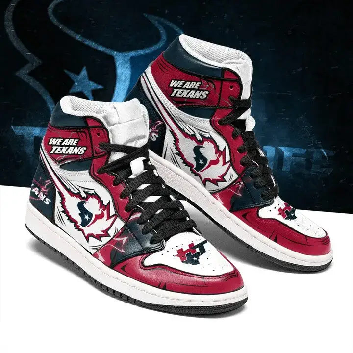 Air JD Hightop Shoes Houston Texans Red White Air Jordan 1 High Sneakers