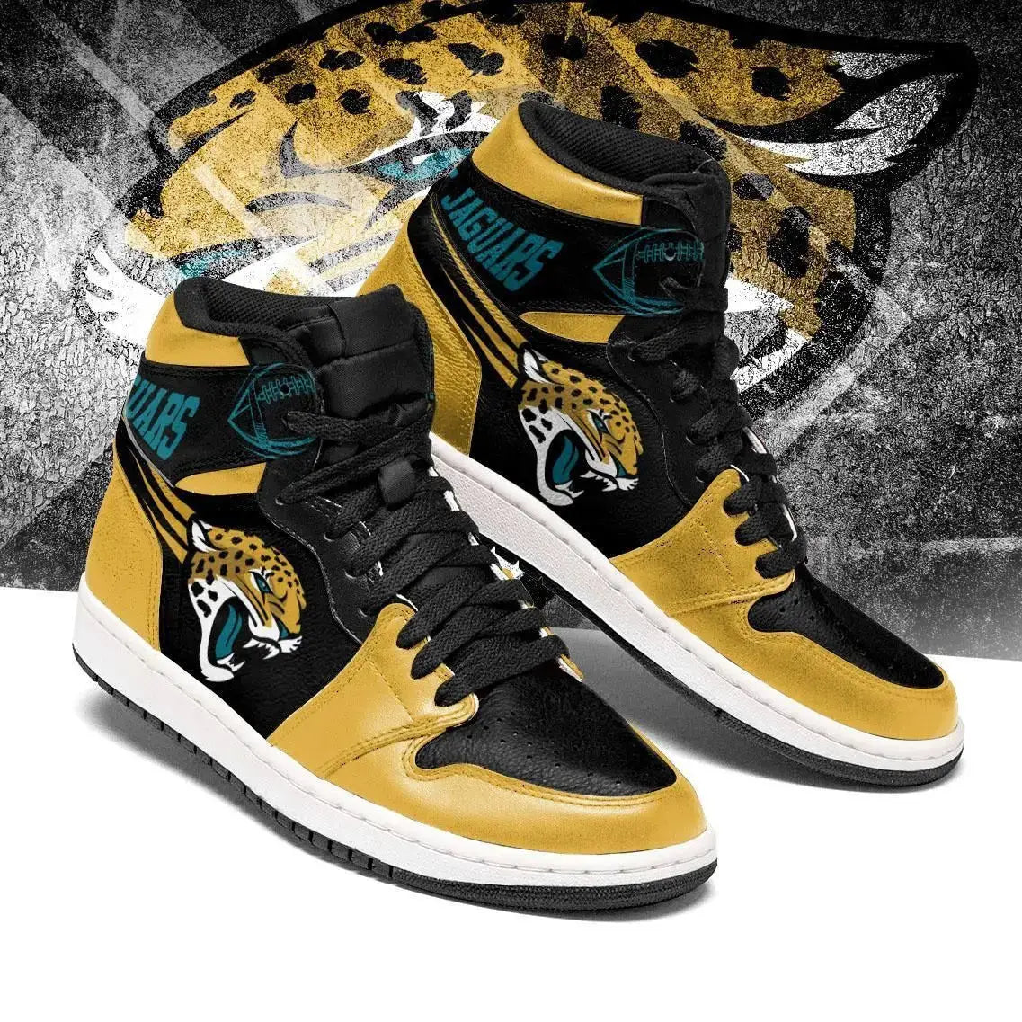 Air JD Hightop Shoes Jacksonville Jaguars Gold Black Air Jordan 1 High Sneakers