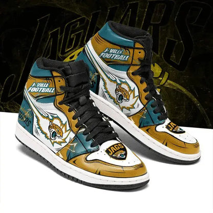 Air JD Hightop Shoes Jacksonville Jaguars Gold Teal Air Jordan 1 High Sneakers
