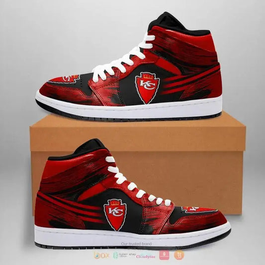 Air JD Hightop Shoes Kansas City Chiefs Red Black Air Jordan 1 High Sneakers V2
