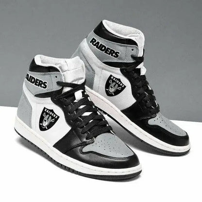 Air JD Hightop Shoes Las Vegas Raiders Silver Black Air Jordan 1 High Sneakers V2