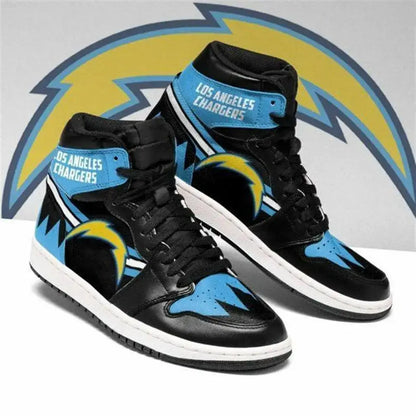 Air JD Hightop Shoes Los Angeles Chargers Black Blue Air Jordan 1 High Sneakers
