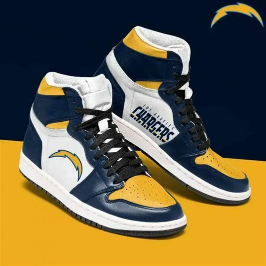 Air JD Hightop Shoes Los Angeles Chargers Blue Gold Air Jordan 1 High Sneakers