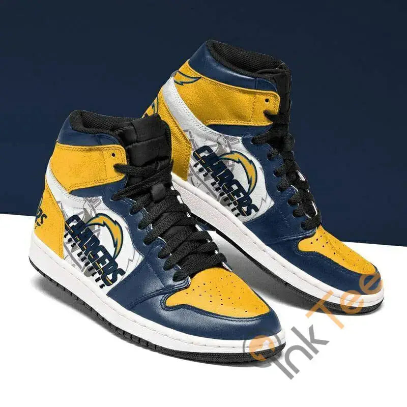 Air JD Hightop Shoes Los Angeles Chargers Blue Gold Air Jordan 1 High Sneakers V2