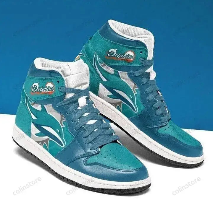 Air JD Hightop Shoes Miami Dolphins Aqua Air Jordan 1 High Sneakers